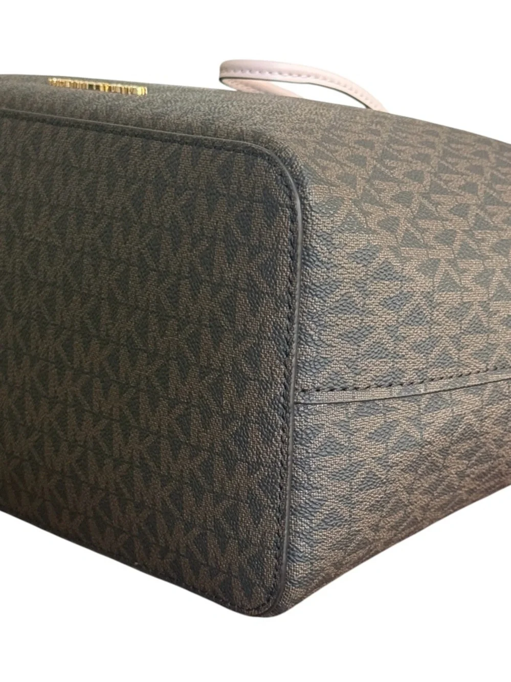 NWT Michael Kors Suri Brown Monogram Bucket Bag with Pale Pink Trim! NEW! - Picture 6 of 15